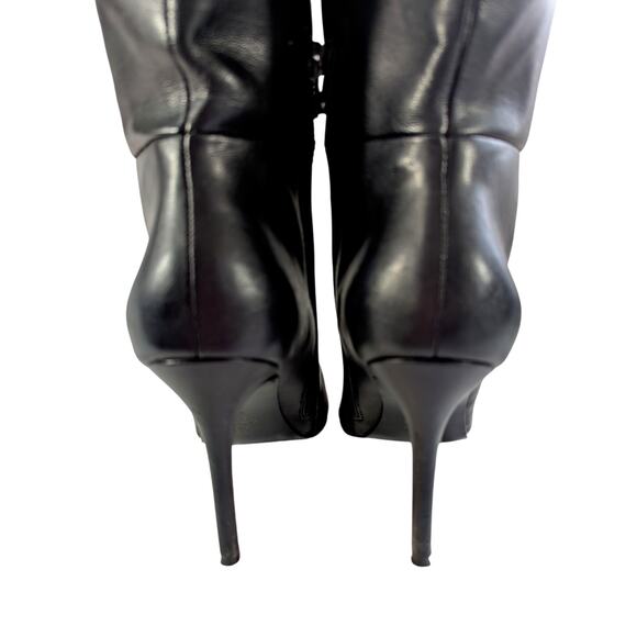 CHARLES DAVID! BLACK VEGAN LEATHER STILETTO, POINTY TOE, ZIP ANKLE BOOTS! SZ 8M - Picture 11 of 13
